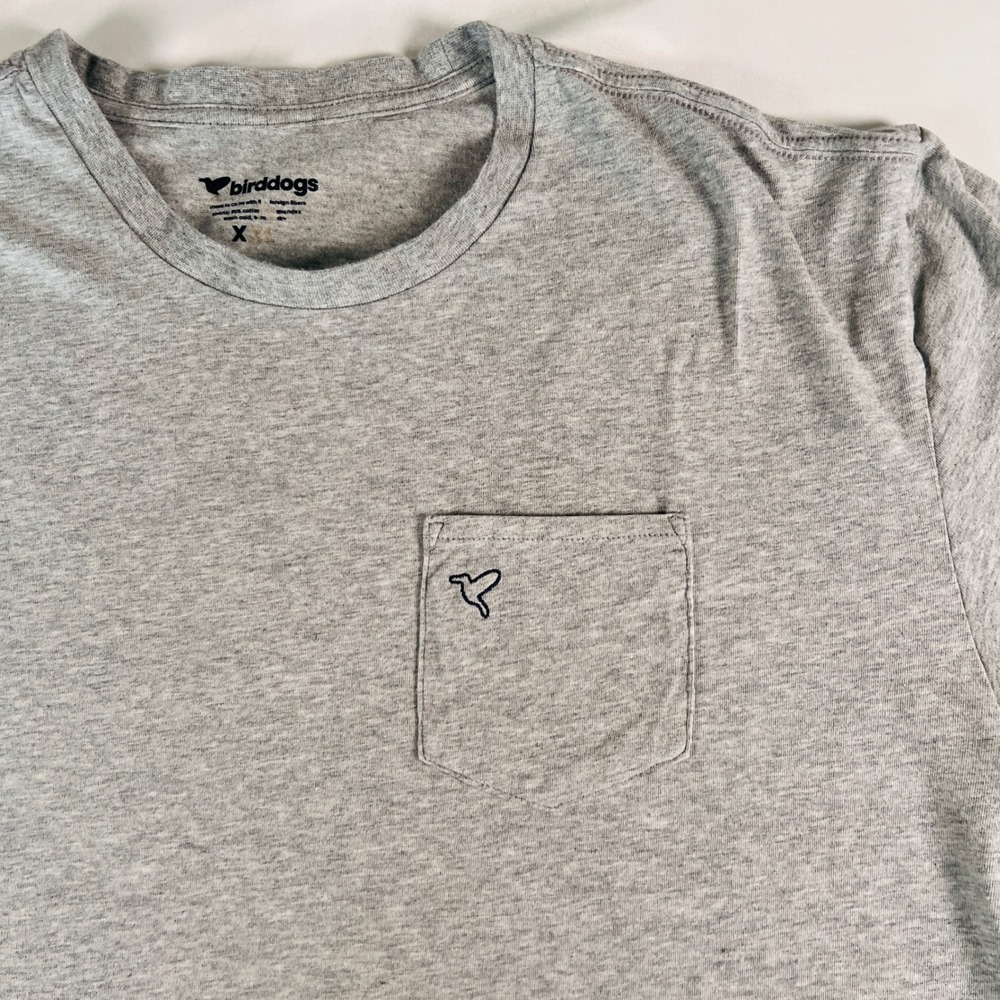 Birddogs Mens XXL Heather Gray Pocket T-Shirt Embroidered Logo‎ Cotton Blend